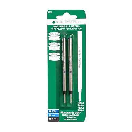 Monteverde USA Capless Ceramic Rollerball Refills to Fit Pelikan Rollerball Pens, Medium Point, Blue/Black, 2-Pack, Smooth Writing Technology - Image 5