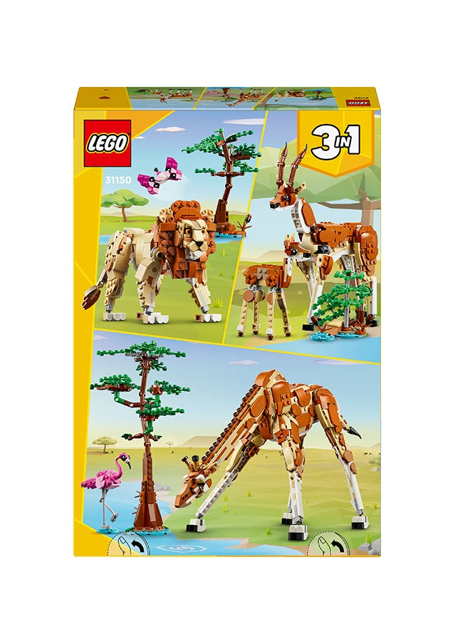 LEGO - Creator 3In1 Wild Safari Animals, Giraffe Toy To Gazelle Figures To Lion Model, Building Set For Kids, Nature Gifts For Girls And Boys Aged 9 Years Old And Over Who Love Imaginative Play (780 Pieces) 31150 - Image 1