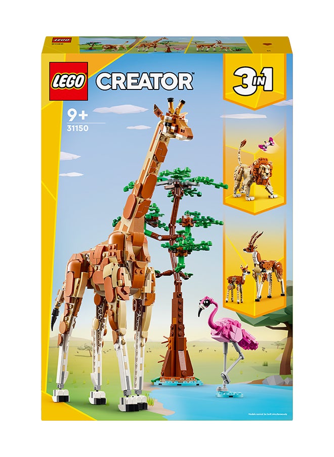 LEGO - Creator 3In1 Wild Safari Animals, Giraffe Toy To Gazelle Figures To Lion Model, Building Set For Kids, Nature Gifts For Girls And Boys Aged 9 Years Old And Over Who Love Imaginative Play (780 Pieces) 31150 - Image 1