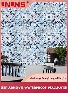 UNUNS Wall Stickers,45cmx10m Self Adhesive Wallpaper,Moroccan Tiles Wall Paper,Contact Paper Peel And Stick Wall Stickers,Waterproof Oil-Proof Wall Decoration For Living Room Bath Room Kitchen Furniture  - Image 4