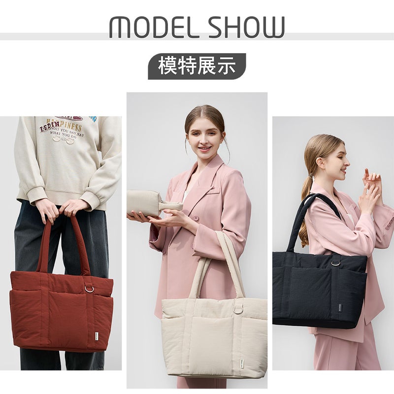 Puffy Down Bag 16Inch Women'S Laptop Bag Large Capacity Lightweight Puff Tote Bag Portable - Image 3