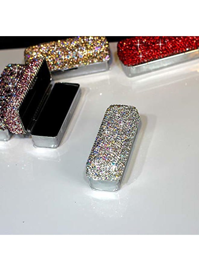 Bestbling Lipstick Bling Rhinestone Crystal Lipstick Case Storage Organizer Box with Mirror for Women's Lipstick Holder-Cosmetic Storage Kit (Silver) - Image 3