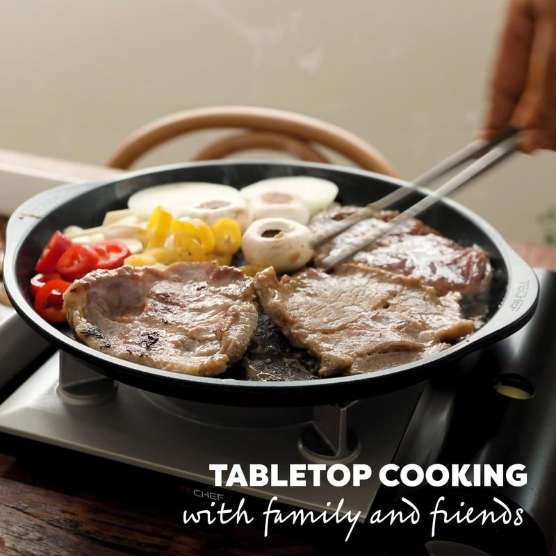 Techef - Stovetop Korean BBQ Non-Stick Grill Pan with Agni Portable Gas Stove Burner, Made in Korea (Master KBBQ Set) - Image 2
