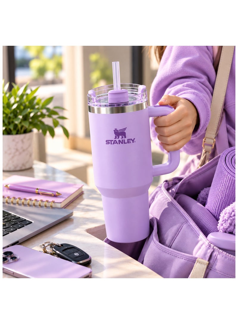 Stanley Stainless Steel mug Travel Tumbler with Handle40 oz (1.18 L) Insulated, Straw and Secure Lid, for Hot and Iced Drinks, Fits Car Cup Holders, Purple - Image 3