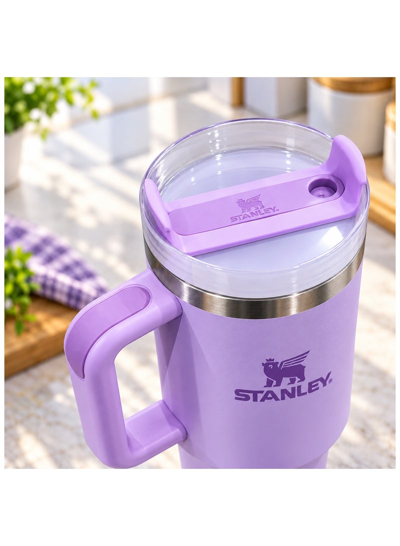 Stanley Stainless Steel mug Travel Tumbler with Handle40 oz (1.18 L) Insulated, Straw and Secure Lid, for Hot and Iced Drinks, Fits Car Cup Holders, Purple - Image 4