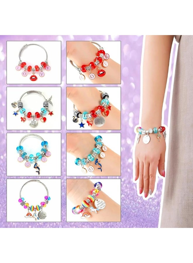 klmars Charm Bracelet Making Kit,Jewelry Making Supplies Beads,Unicorn/Mermaid Crafts Gifts Set for Girls Teens Age 5-12 - Image 1