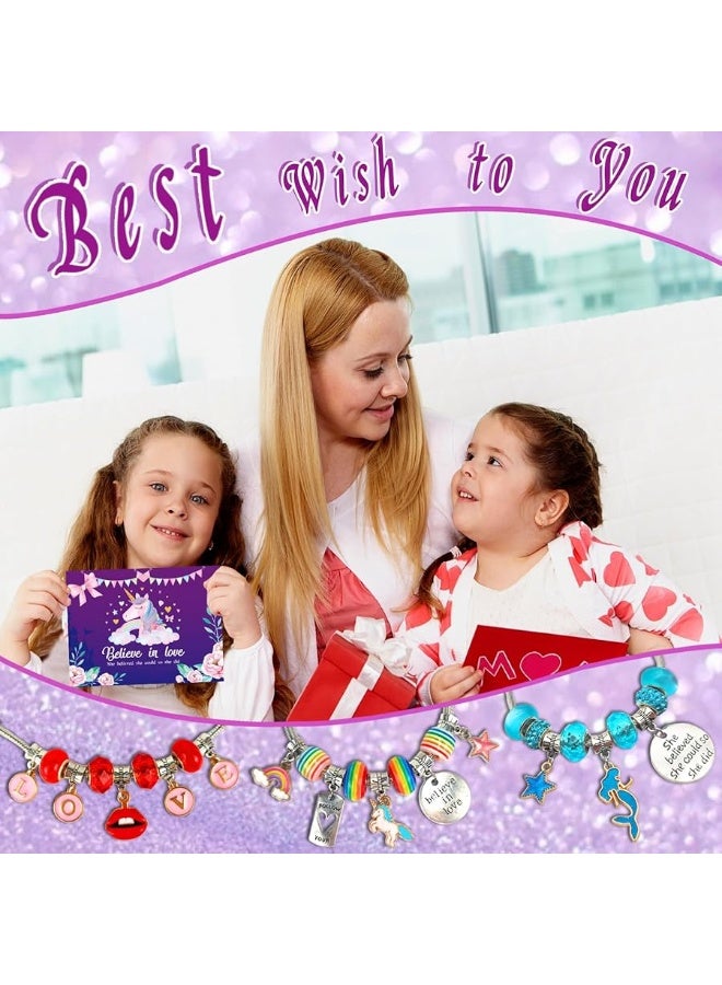 klmars Charm Bracelet Making Kit,Jewelry Making Supplies Beads,Unicorn/Mermaid Crafts Gifts Set for Girls Teens Age 5-12 - Image 2