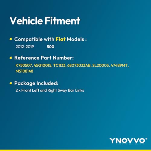 Ynovvo ‎Front Sway Bar Link Compatible with Fiat 500 2012-2019 - 2PCS Stabilizer Bar Links Replace# K750507 45G10015 TC1133 68073033AB SL20005 47489MT MS108148 - Image 2