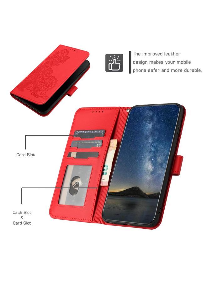 اس-توب جراب لهاتف Infinix Smart 6 Plus من الجلد الهندى المنقوش بزهرة الداتورة - Image 4