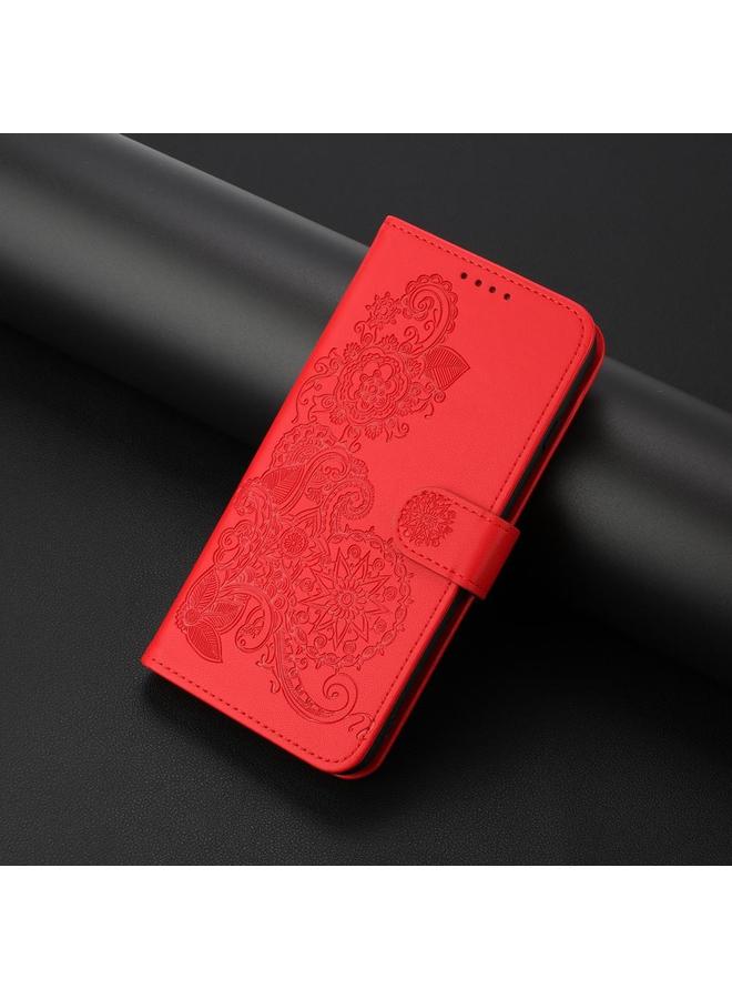 اس-توب جراب لهاتف Infinix Smart 6 Plus من الجلد الهندى المنقوش بزهرة الداتورة - Image 2