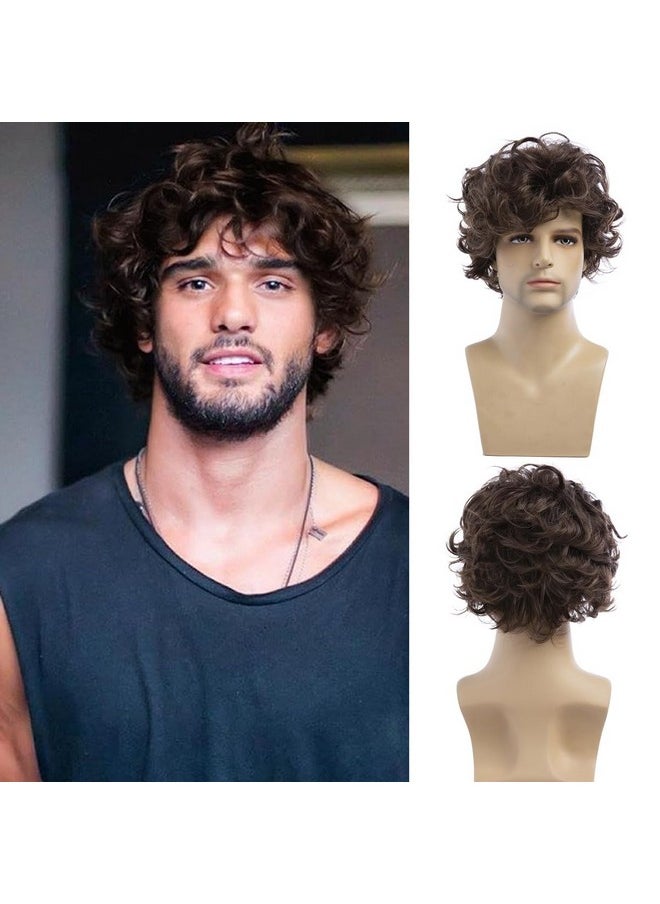 Aruisi Mens Curly Wig Brown Layered Short Wig Synthetic Halloween Cospaly Hair Wig - pzsku/ZBB925BB4418EE271CC75Z/45/_/1696070639/b934c0e8-0c8c-4779-af47-af62c3c4c87b