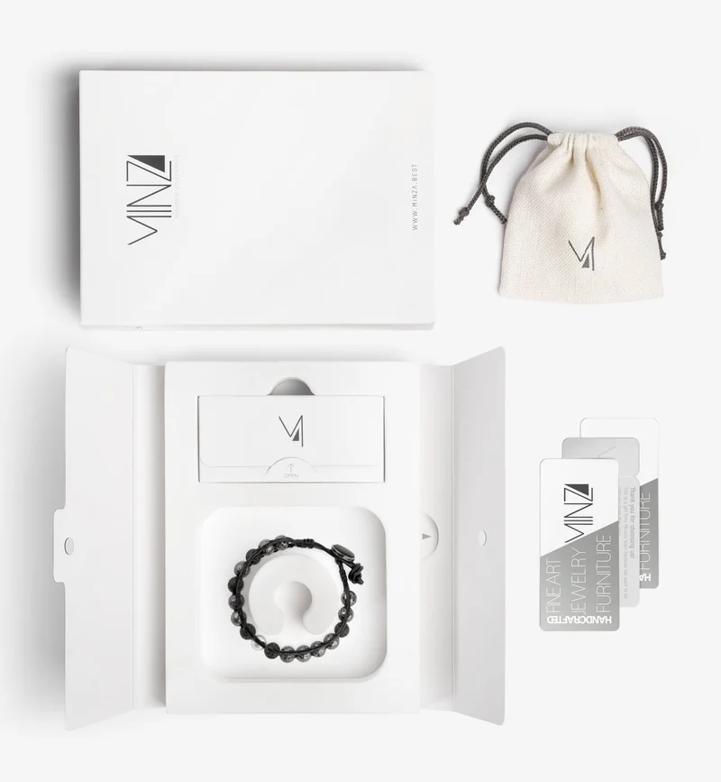 Minza  Minza “Shine Lava” Men’s Silver Bracelet, Sterling Silver Bead, Lava Stone, Hematite & Genuine Leather, Adjustable Button Clasp, Jewelry for Casual & Everyday Wear. for Men | Best Price UAE