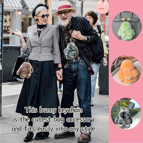 MINGRI Soft Bunny Keychain with Tin,Cute Easter Plush Keychain Rabbit for Backpack,Bag Charm Gift Key Chain (Frost Gray) - Image 4