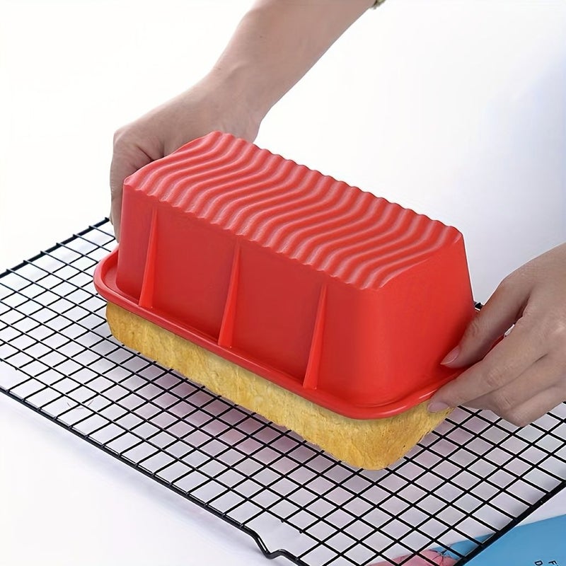 Blue Silicone Cake Mold Non-Slip Thickened Bread Toast Pan Large Ice Cube Tray 2pcs - Image 5