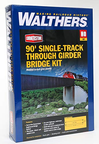 Walthers Cornerstone HO Scale Model 90' Single-Track Railroad Through Girder Bridge - Kit - Image 5