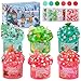 LAWOHO 6 Packs Red Green Slime for Kids Clear Butter Cloud Slime Making Kit with Glow in The Dark Addins Charms Slimes Kit for Boys Girls Party Favors Birthday St Patricks Day Easter - Image 2