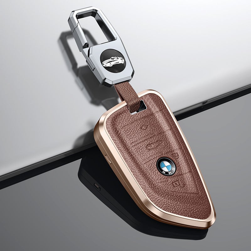 Suitable For Bmw Metal Leather Key Cover 7 Series 5 Series 3 Series X3X1X5X6320L Car Key Bag 530 Shell Buckle - Image 1