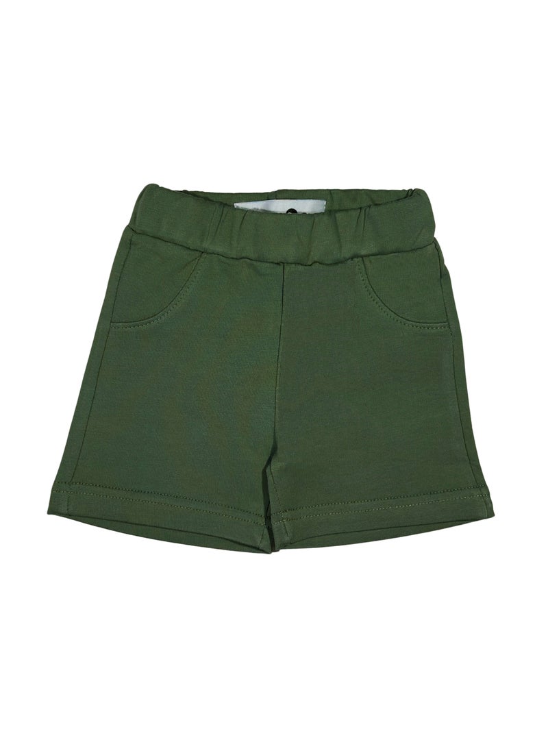 Baby Co. Olive Green and Light Grey Cotton Shorts (2 Pack)  - Image 3