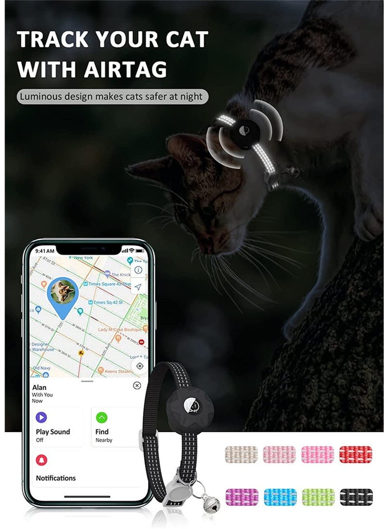 زونيكس طوق قطط لـ AirTag، طوق أمان قابل للفك مع حامل سيليكون مقاوم للماء، عاكس للضوء ومضيء في الليل، قابل للتعديل للقطط والكلاب الصغيرة - Image 5