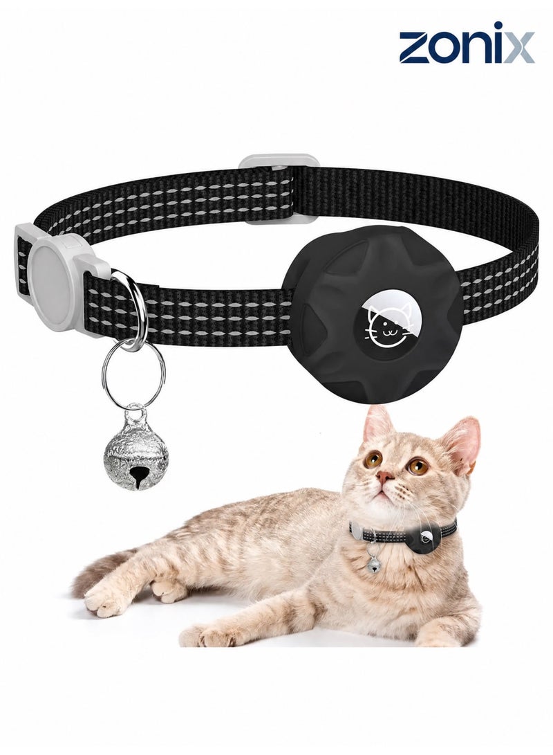 ZONIX Airtag Cat Collar Breakaway with Waterproof Holder, Reflective & Luminous Safety Collar with Bell, Adjustable for Cats and Small Dogs - Image 1