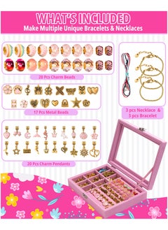 GRAFLO Bracelet Making Kit for Girls 66PCs Charm Bracelets Kit with Jewelry Box Jewelry Charms Bracelets for DIY Craft Jewelry Gift for Adults and Kids Present For 8-12 Year Old Girl (GOLD)  - Image 3