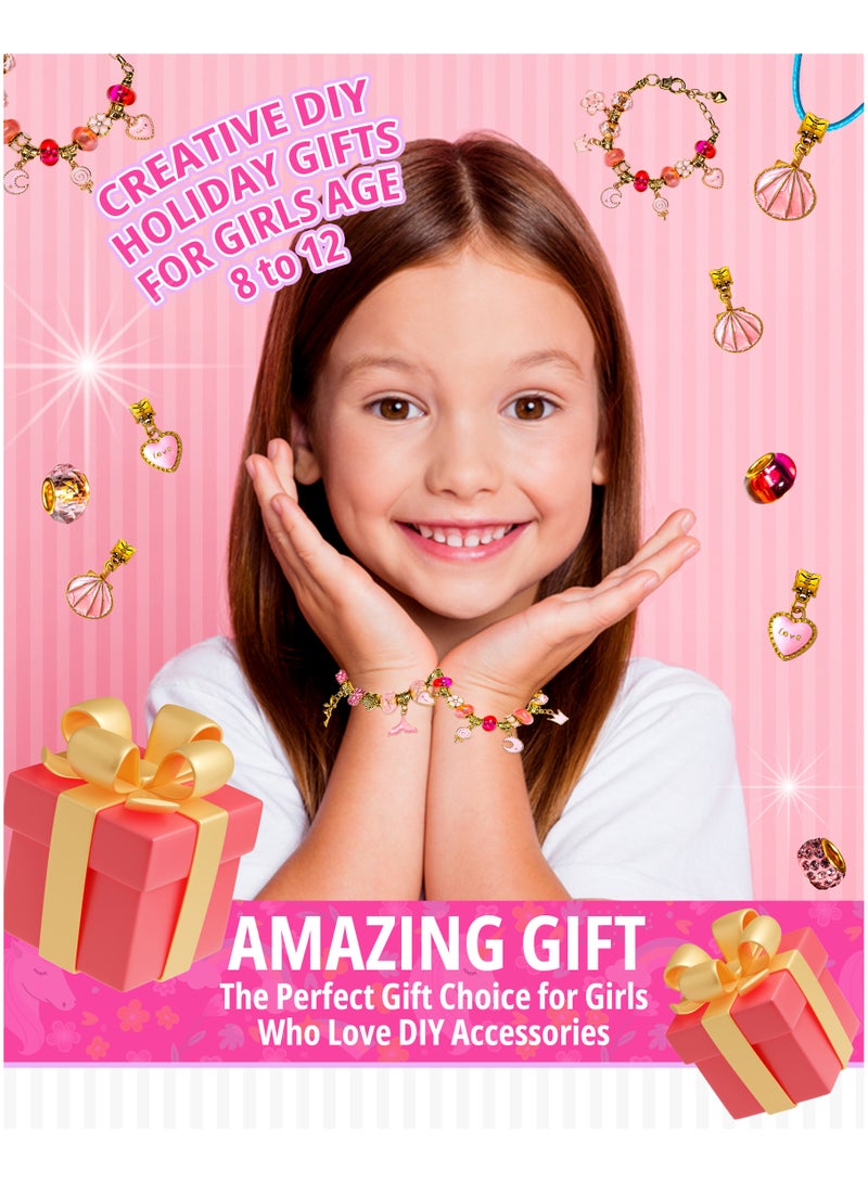 مجموعة الأساور GRAFLO للفتيات، مكوّنة من 66 قطعة، تشمل صندوق مجوهرات، سحر المجوهرات، وأساور لصناعة الحلي بنفسك، هدية مجوهرات مناسبة للكبار والأطفال، هدية مناسبة للفتيات من 8 إلى 12 عامًا (لون (ذهبي)