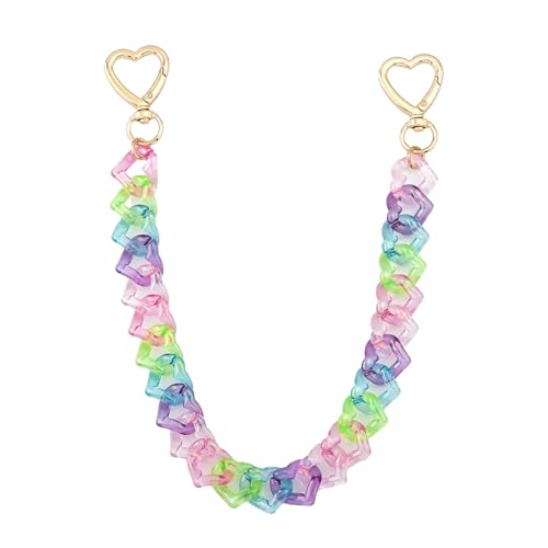 SORGERLY Bag Purse Chain Handbag Strap - Heart Acrylic Charm Keychain Tote Bags Accessories, 12.4 Inch Extender Chains Replacement Gift for Women(Colorful) - Image 1