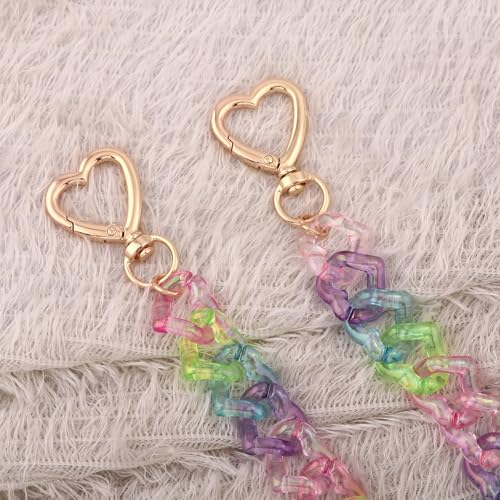 SORGERLY Bag Purse Chain Handbag Strap - Heart Acrylic Charm Keychain Tote Bags Accessories, 12.4 Inch Extender Chains Replacement Gift for Women(Colorful) - Image 4