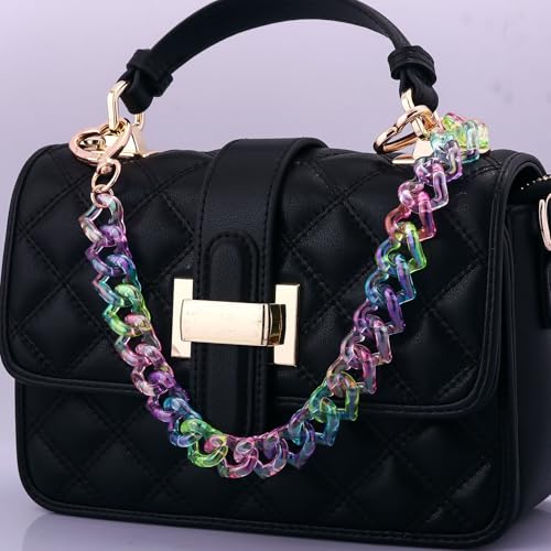SORGERLY Bag Purse Chain Handbag Strap - Heart Acrylic Charm Keychain Tote Bags Accessories, 12.4 Inch Extender Chains Replacement Gift for Women(Colorful) - Image 3