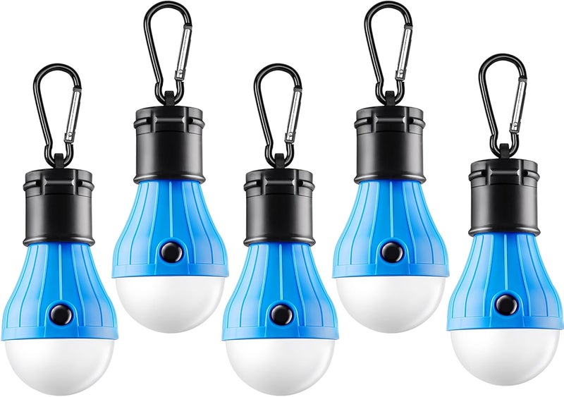 FLY2SKY Tent Lamp Portable LED Tent Lights Blue 5 Packs Hook Hurricane Emergency Lights LED Camping Lights Bulb Camping Tent Lanterns Camping Equipment for Camping Hiking Backpacking Fishing Outage - Image 1