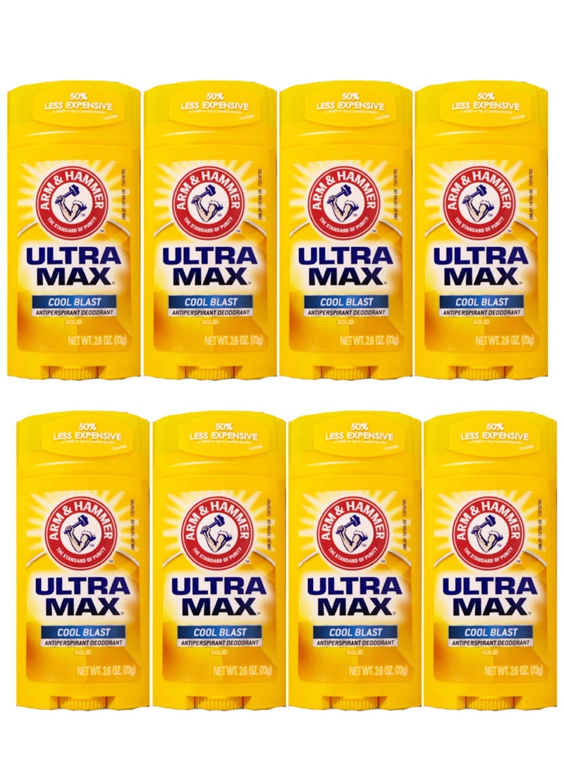 Arm & Hammer Pack Of 8 Ultra Max Cool Blast Antiperspirant Deodorant 73gm  - Image 1