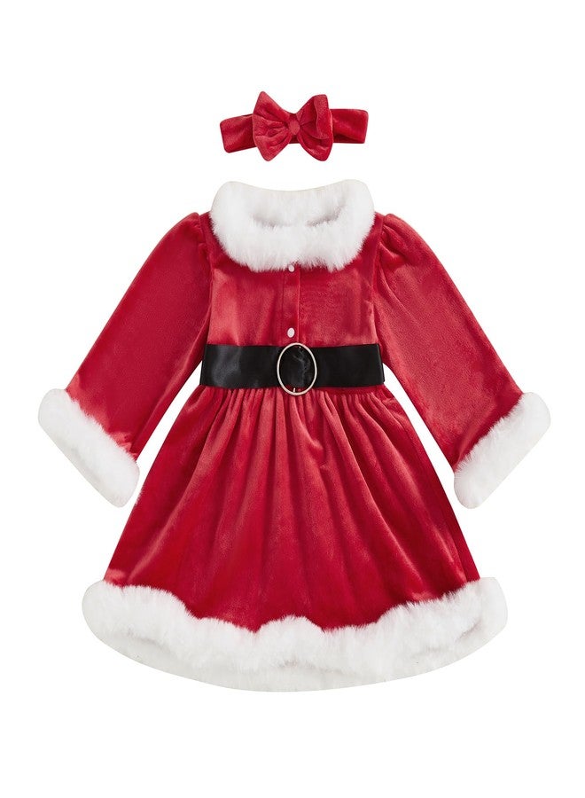 Frietlebird Toddler Girl Christmas Dress Santa Claus Dress Long Sleeve Princess Party Dresses Cute Christmas Outfit for Girls (A-Red,3-4T) - Image 1