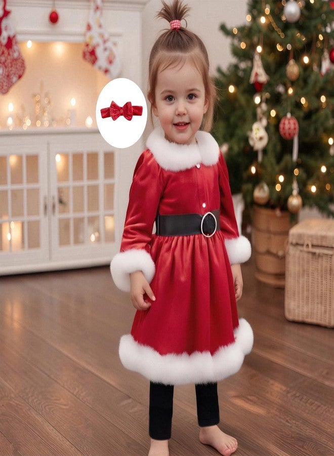 Frietlebird Toddler Girl Christmas Dress Santa Claus Dress Long Sleeve Princess Party Dresses Cute Christmas Outfit for Girls (A-Red,3-4T) - Image 3