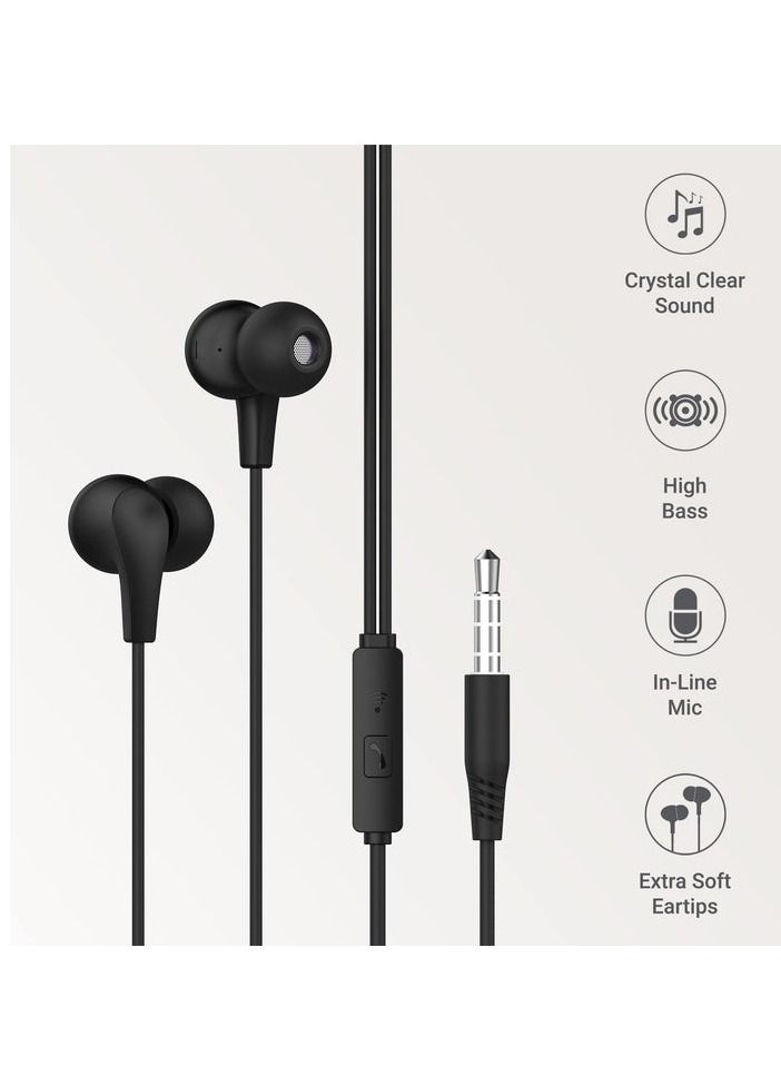 Ambrane EP-56 Wired Earphone, Black - Image 1