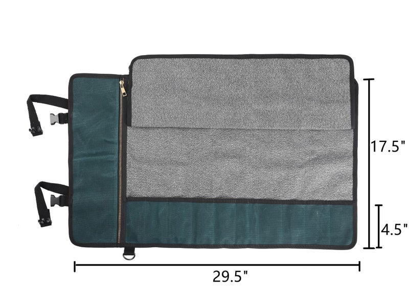 Denifiter Professional Chef's Knife Bag with Anti Cutting Fabric Inside, Heavy Duty 16oz Waxed Canvas Knife Roll, 11 Slots & Durable Handle Adjustable Shoulder Strap (Dark Green) - Image 2