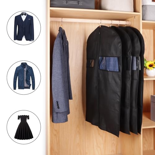 KEEGH 40" Suit Cover Bags for Men (Set of 10) Garment Bags for Hanging Clothes, Suit Bags for Closet Storage or Travel, Clothes Cover for Suits Coats with Clear Window and Label Pocket, Black - Image 3