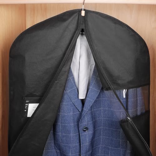 KEEGH 40" Suit Cover Bags for Men (Set of 10) Garment Bags for Hanging Clothes, Suit Bags for Closet Storage or Travel, Clothes Cover for Suits Coats with Clear Window and Label Pocket, Black - Image 4