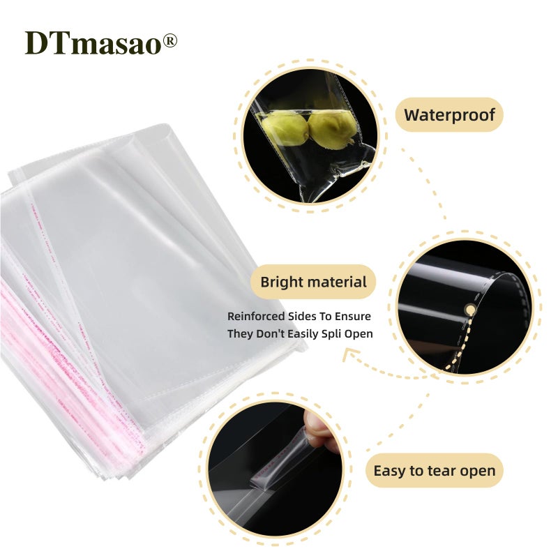 DTmasao 3x5 Inches 100 Pcs Self Sealing Cellophane Bags Clear Cookie Bags Resealable Cellophane Bag for Packaging Cookies,Gifts,Favors, Products,Candy - Image 3