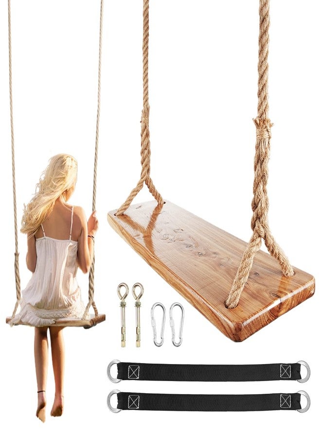 BATTIPAW Wooden Tree Swing,500lbs Load Capacity Wooden Swing for Adults & Kids,Adjustable Height,Waterproof Hanging Swing Seat for Indoor,Outdoor,Backyard,Garden,Playground (Adult) - Image 1