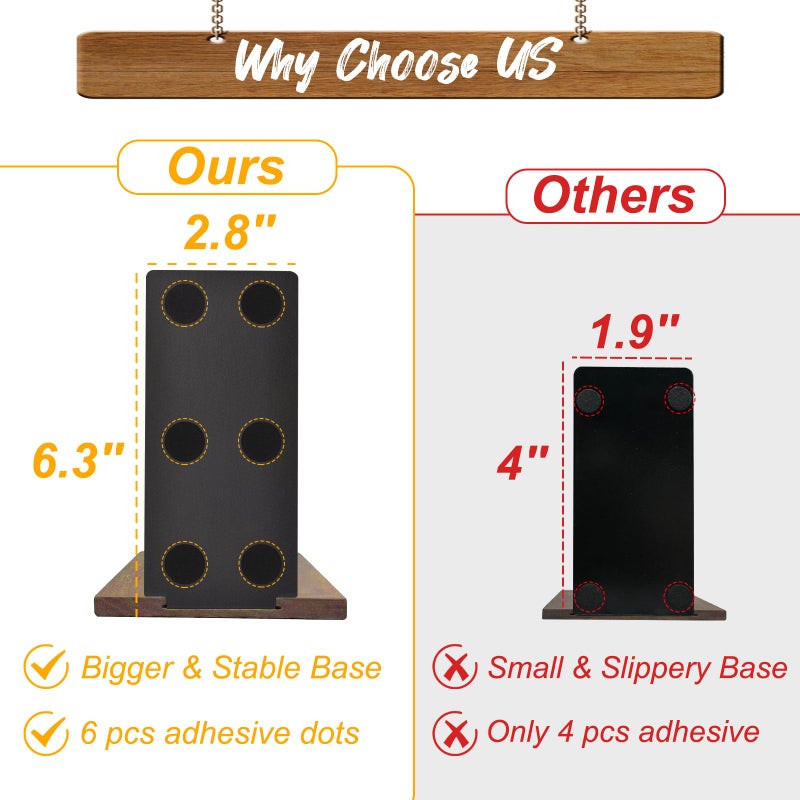 VIVTOB Book Ends, Black Walnut Wooden Bookends for Shelves - Heavy Duty Non-Slip Book Organizers, Upgraded Decorative Bookend Holders for Home, Kitchen, Office, Set of 2, Small - Image 2