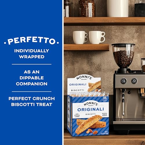 Nonni's Originali Classic Almond Biscotti Cookies – Individually Wrapped Italian Coffee Snack, Crunchy Twice-Baked, 80 Cal Each, 17.25 oz Carton - Image 5