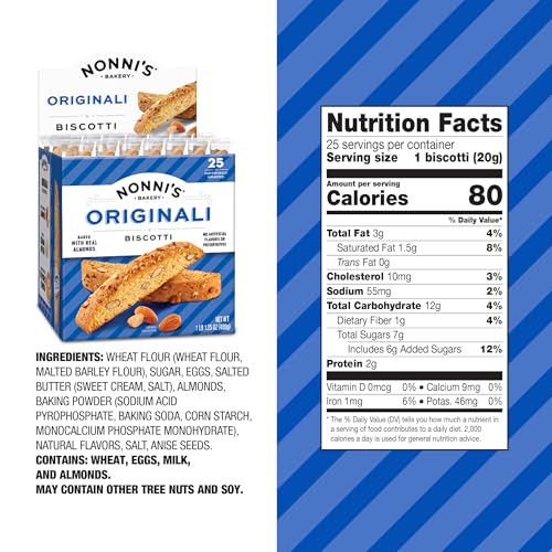 Nonni's Originali Classic Almond Biscotti Cookies – Individually Wrapped Italian Coffee Snack, Crunchy Twice-Baked, 80 Cal Each, 17.25 oz Carton - Image 2