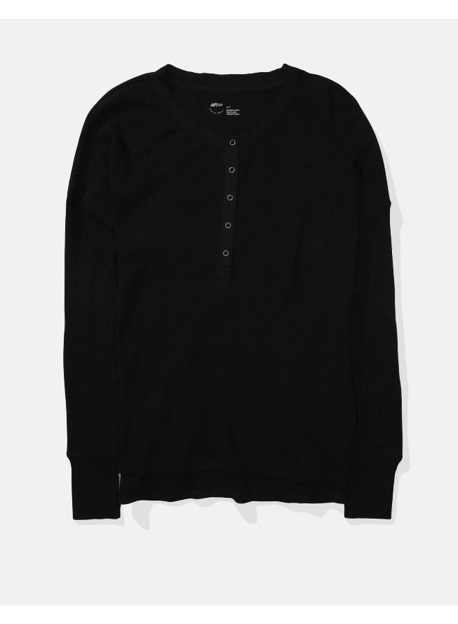 Aerie AE Oversized Henley Tshirt  - Image 3