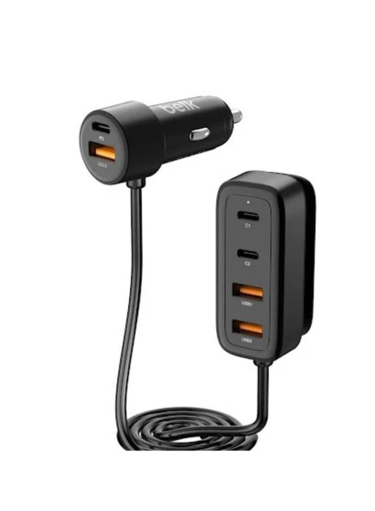 Belk Dual Port Car Charger + Hub 4 Ports Super Fast 90W Multi Output 2 USB Port u0026 2 Type C - Image 1