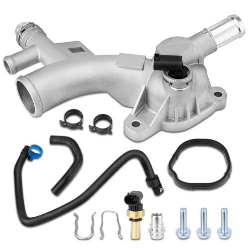 YEHERIT Aluminum Water Outlet Coolant Housing Matte Frosted 25193922 902846 Compatible with 20112020 Chevy Cruze Sonic Trax Buick Encore 14L with Temperature Sensor Inlet Hose Oil Cooler Hose - Image 1