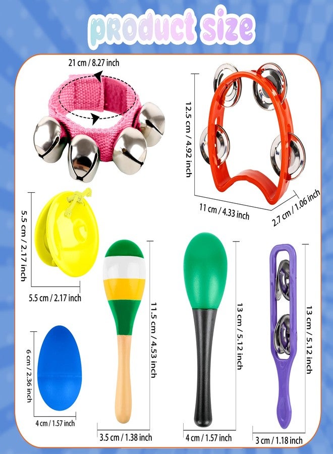 Swakuta 84 Pcs Shaker Musical Instruments Set including 12 Plastic Handheld Tambourine Bells 12 Colorful Cymbal 12 Egg Shaker 24 Maracas 12 Wrist Bells with 12 Castanets for Preschool Early Music Learning Toy - Image 2