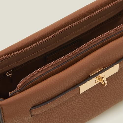 Accessorize London Women's Brown Metal Twist-lock Sling Bag - Image 5