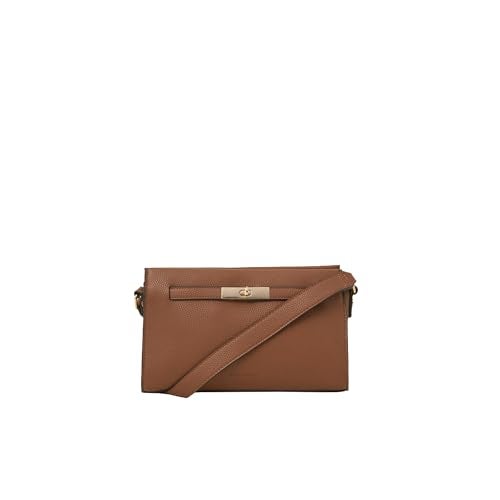 Accessorize London Women's Brown Metal Twist-lock Sling Bag - Image 1