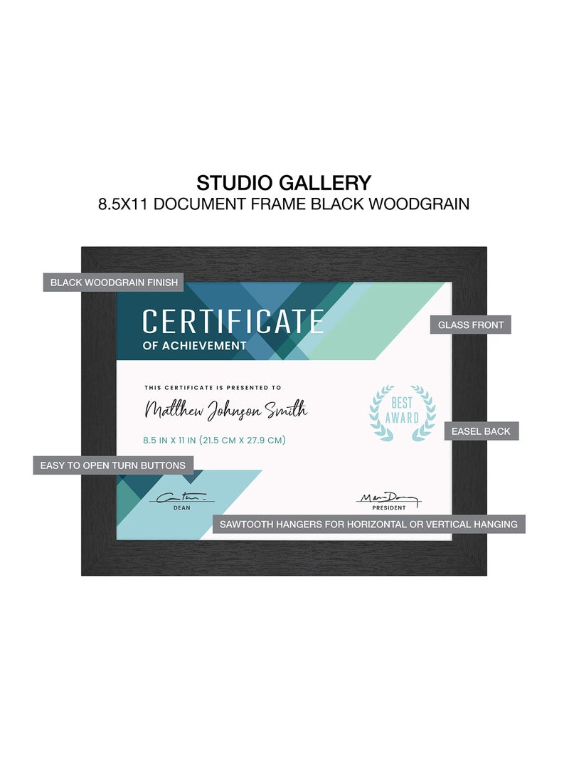MCS MCS Studio Gallery 8.5x11 Picture Frame Black Woodgrain  Rectangle Photo Frame for Photos  Posters & Art Prints & Easel for Tapletop Display (1-Pack)  - Image 5