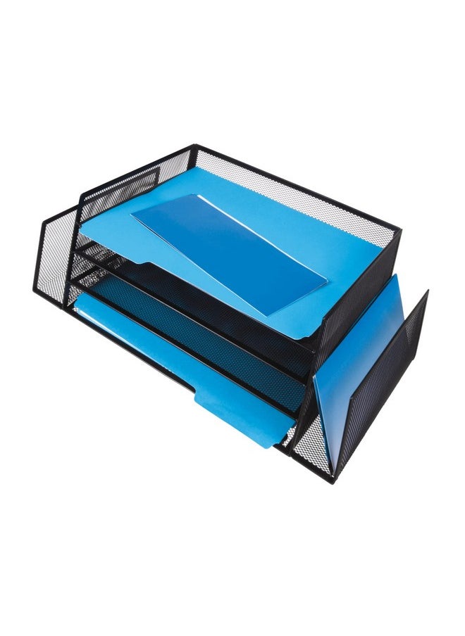 OfficeMax Brenton Studio™ Mesh 4-Shelf 2-Sided Desk Sorter, Black  - Image 3